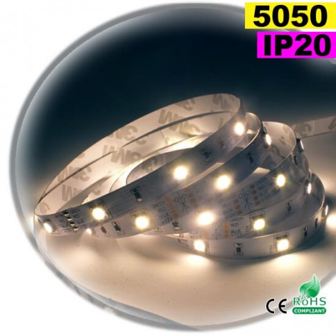 Strip Led blanc SMD 5050 IP20 30leds/m 5m