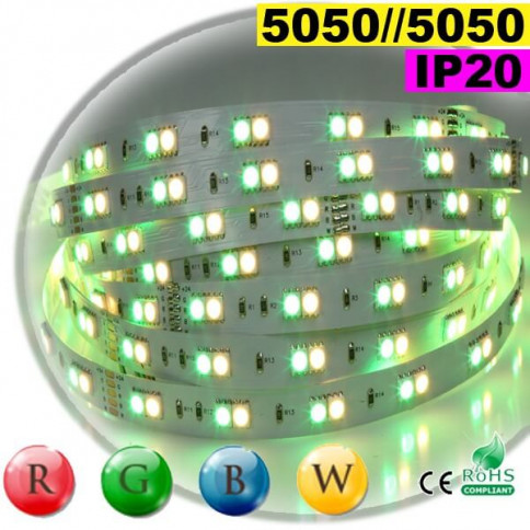  Strip LEDs RGB-WW IP20 - Double side-by-side assembly of custom 5050 LEDs