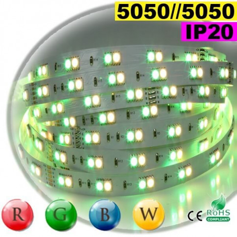  Strip LEDs RGB-WW IP20 - Double side-by-side assembly of LEDs 5050 5 metres