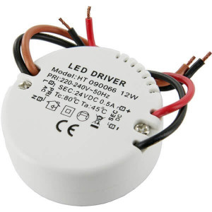 Compact round LED transformer power supply 12 watts - 24 volts