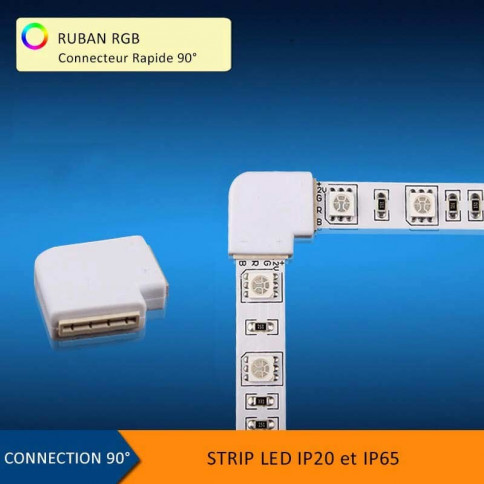 Connecteur rapide 4 pins 90° pour Strips LED RGB