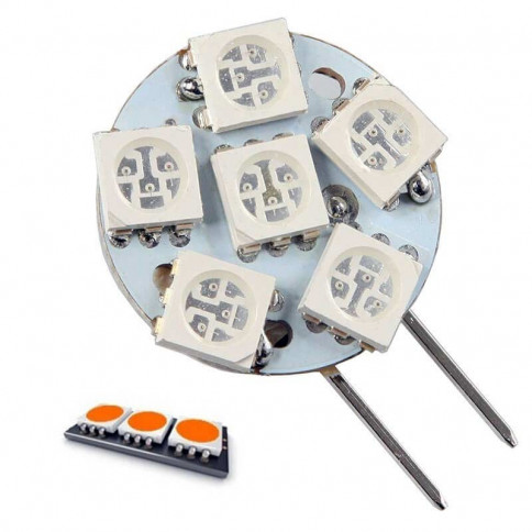 6 orange LED bulb type 5050 SMD 12 volts G4 base