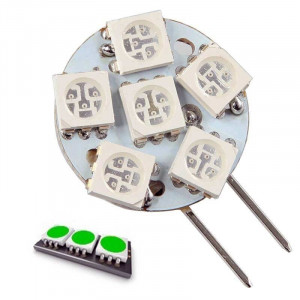 6 LED green bulb type 5050 SMD 12 volts G4 base