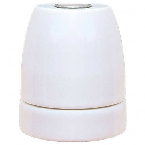  E27 lampholder in gloss enamelled porcelain in mother-of-pearl white