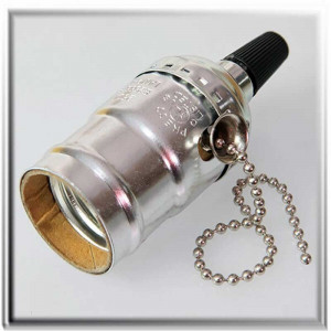 E27 antique grey vintage style screw lampholder with chain switch