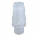  Transparent plastic electrical cable clamp for lamp socket or ceiling rose with M10 thread.
