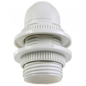 Plastic socket with double clamping rings for E14 base bulb