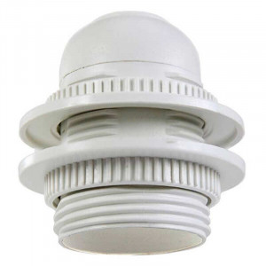 Plastic socket with double clamping rings for E27 base bulb