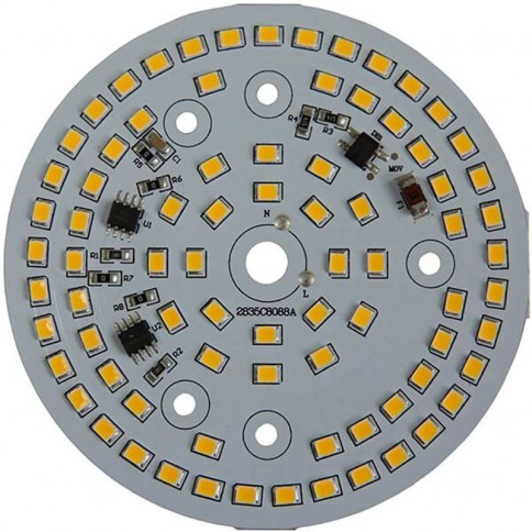 Platine AC LED 15 watts à alimentation transistorisé 230V - 78 LED 2835 - Ø 88 mm