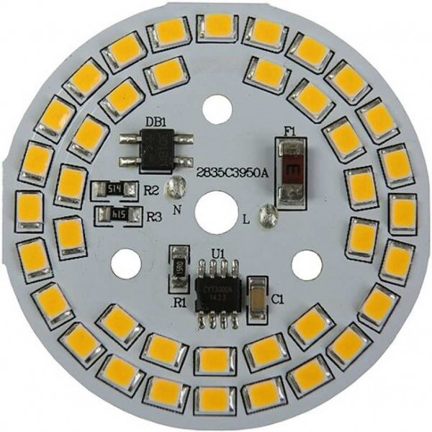 Platine AC LED 9 watts à alimentation transistorisé 230V - 39 LED 2835 - Ø 50 mm