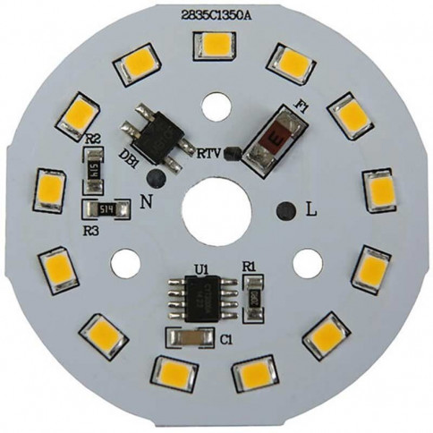 Platine AC LED 7 watts à alimentation transistorisé 230V - 13 LED 2835 - Ø 40 mm