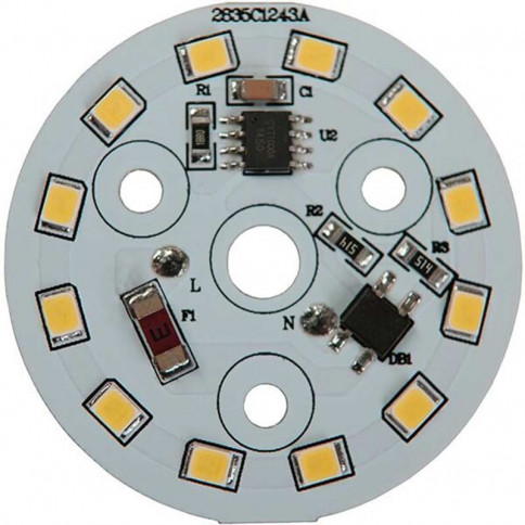 5 watt AC LED module with 230V transistor power supply - 12 LED 2835 - Ø 40 mm