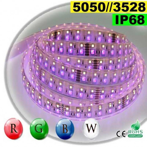  Strip LEDs RGB-W IP68 - Double assembly of LEDs 5050 and 3528 5 metres