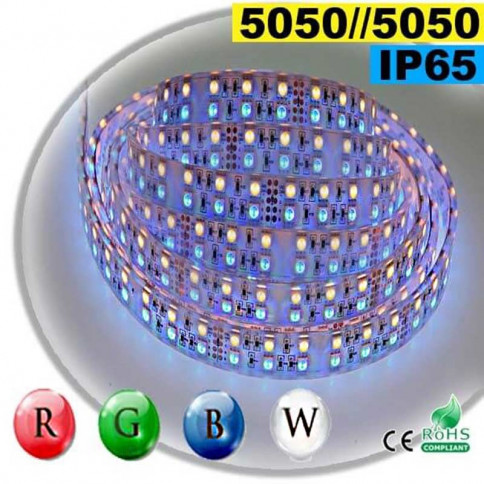  Strip LEDs large RGB-W de 20mm IP65 - Double assemblage de LEDs 5050 5 mètres 