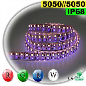 RGB-W 20mm wide LED strip IP68 - Double LED assembly 5050 5 metres
