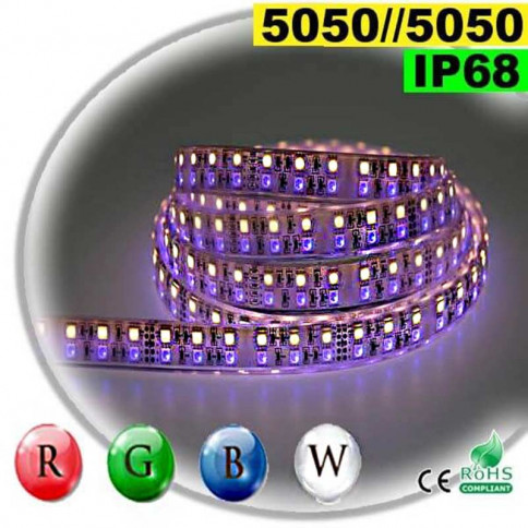  Strip LEDs large RGB-W de 20mm IP68 - Double assemblage de LEDs 5050 5 mètres 