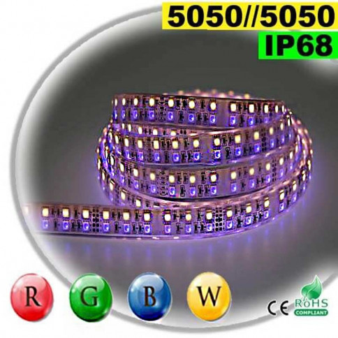  Strip LEDs large RGB-WW de 20mm IP68 - Double assemblage de LEDs 5050 5 mètres 