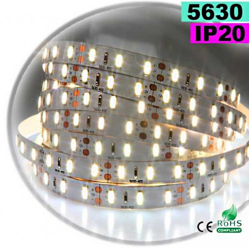  Strip Led blanc chaud leger SMD 5630 IP20 60leds/m 30 mètres 