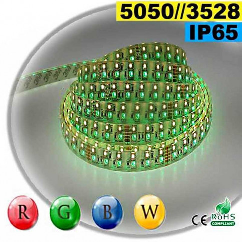  Strip LEDs RGB-WW IP65 - Double assemblage de LEDs 5050 et 3528 30 mètres 