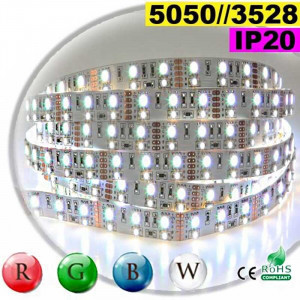  Strip LEDs RGB-W IP20 - Double assembly of LEDs 5050 and 3528 5 metres