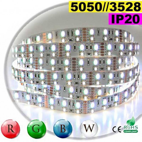  Strip LEDs RGB-W IP20 - Double assemblage de LEDs 5050 et 3528 sur mesure 
