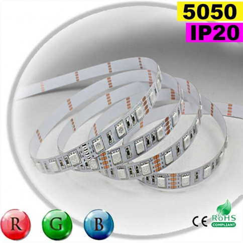  Strip Led RGB SMD 5050 IP20 60leds/m rouleau sur mesure 