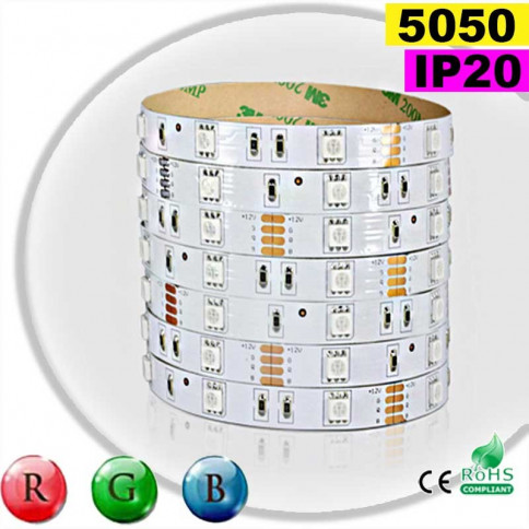 Strip Led RGB SMD 5050 IP20 30leds/m rouleau de 5 mètres