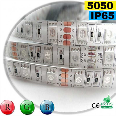  Strip Led RGB SMD 5050 IP65 60leds/m rouleau sur mesure 