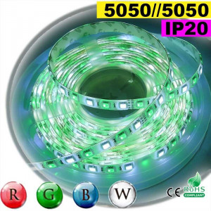 Strip Led RGB-W IP20 60leds/m SMD 5050 rouleau de 30 mètres