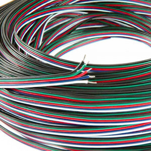 0.3mm² five-colour RGB W flat electric cable, 1m long