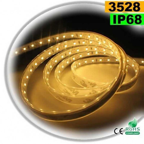  Strip Led blanc chaud SMD 3528 IP68 120leds/m 5m 