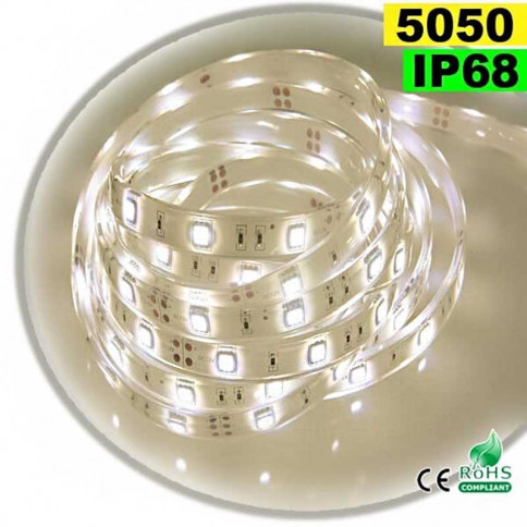  Strip Led blanc chaud leger SMD 5050 IP68 30leds/m 5m 