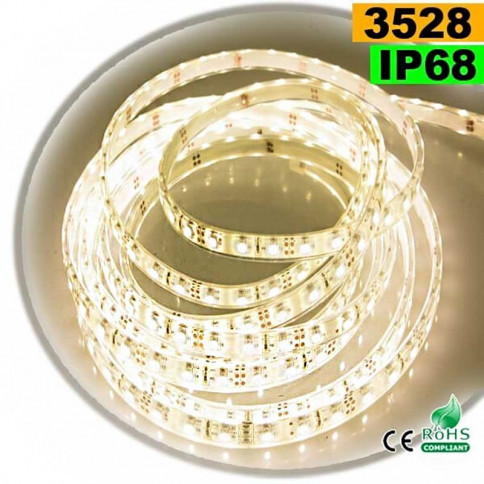  Strip Led blanc chaud leger SMD 3528 IP68 60leds/m 5m 