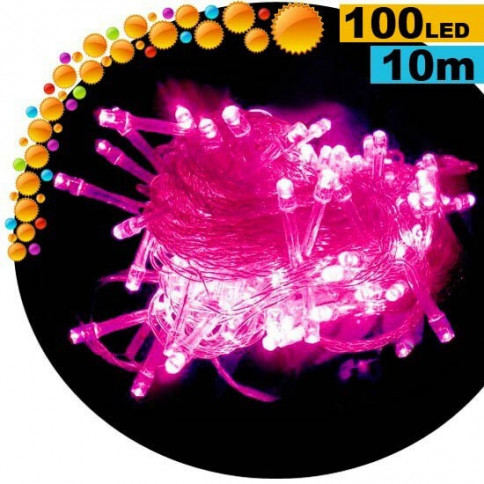 Pink LED light garland - 10 metres