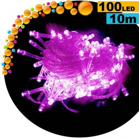 Animated light garland with 100 violet LEDs - 10 metres