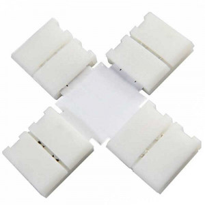 Boitier Clips-connect en croix pour Strip LEDs 8mm - Circuit board à 2 pistes entraxe 4.5mm