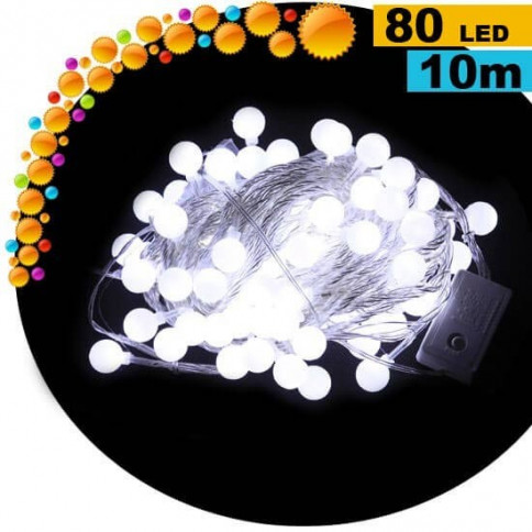 Cherry garland with 80 white LEDs - 10 metres