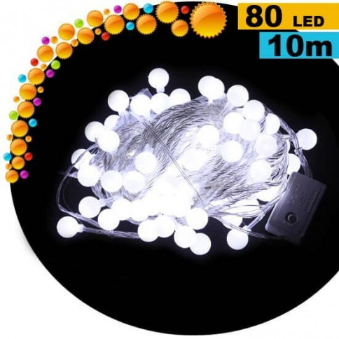 Guirlande cerise animée de 80 LEDs blanches - 10 mètres