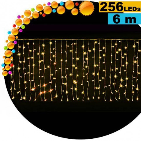 Guirlande rideau lumineux 256 LED gold 6m