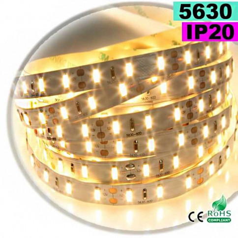  Strip Led blanc chaud SMD 5630 IP20 60leds/m 5m 