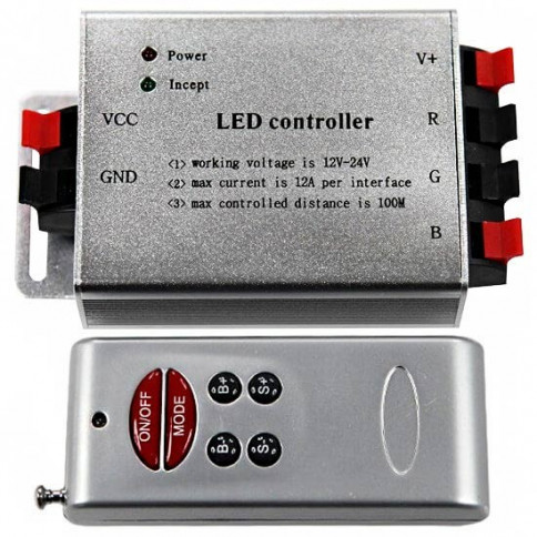 12V/24V RGB controller 4A per colour 6-key RF remote control