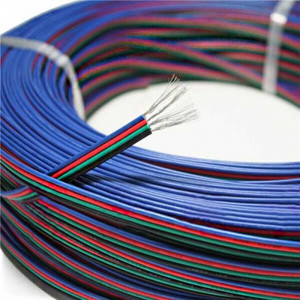 Cable électrique plat RGB quatres couleurs de 0.3mm² longueur de 1m