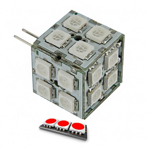 Bulb cube 20 LED red type 5050 SMD 8 to 24 volts G4 base