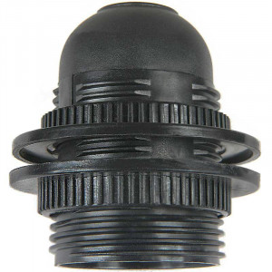  Black plastic socket with double clamping rings for E27 base bulb