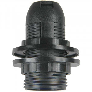 Douille plastique noir à double bagues de serrages pour ampoule à culot E14