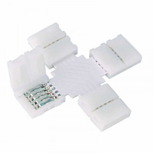 Clips-connect cross housing for 12mm LED strip - 5-track circuit board with 1.8mm centre-to-centre spacing