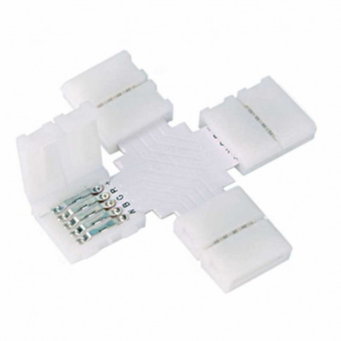 Clips-connect cross housing for 12mm LED strip - 5-track circuit board with 1.8mm centre-to-centre spacing