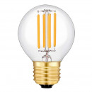 Spherical bulb with four LED filaments, E27 base, 4 watt wattage
