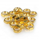 Gold-coloured, zinc-plated hexagonal nut for M10 threaded tube