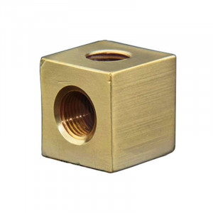 90° M10 tapped square brass sleeve
